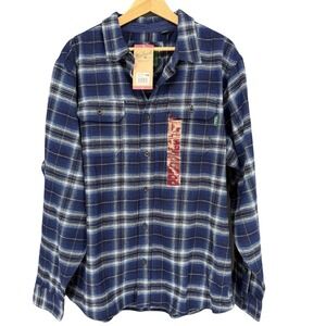 Woolrich Men's Brawny Flannel Shirt XL Blue Ombre Plaid Button Down Long Sleeve